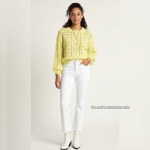 NWT Lush Pointelle Balloon Sleeve Sweater Size M fisherman